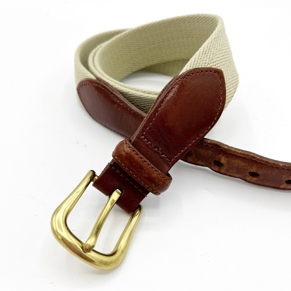 Coach Brass Leather Canvas Vintage Belt 38”
